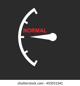 Speedometer, tachometer, fuel normal level icon. Flat vector illustration on black background