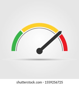 Speedometer, tachometer or gauge icon, flat design.