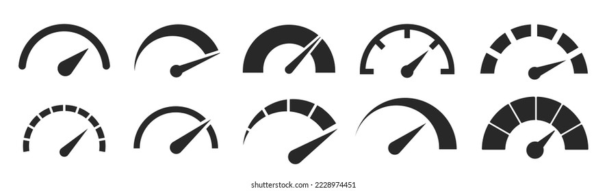 Geschwindigkeitsmesser, Tachometer-Symbol. Schnelles Zeichen-Logo