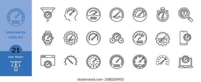 Speedometer, tachometer icon. Speedometer indicator icon collection. Risk concept on speedometer Set of gauges. Speed indicator vector icons.