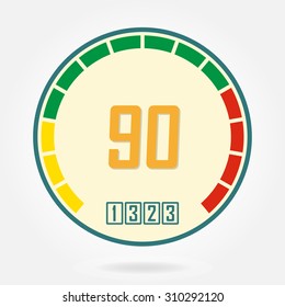 Speedometer or tachometer icon. Infographic gauge element. Template for download or upload design. Colorful vector illustration in flat style.