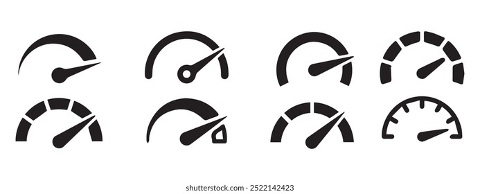 Velocímetro, icono de tacómetro. Velocidad del coche de Internet. Señal de velocidad rápida. Eps 10