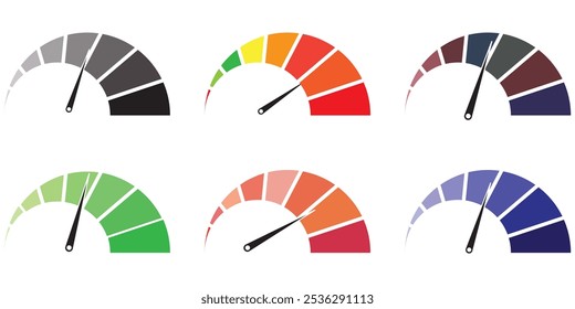 Speedometer, tachometer icon. Internet car speed. Performance concept, Speedometer set design eps 10