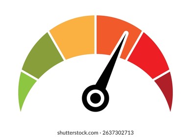 Speedometer, tachometer icon. Risk concept on speedometer. Vector illustration.