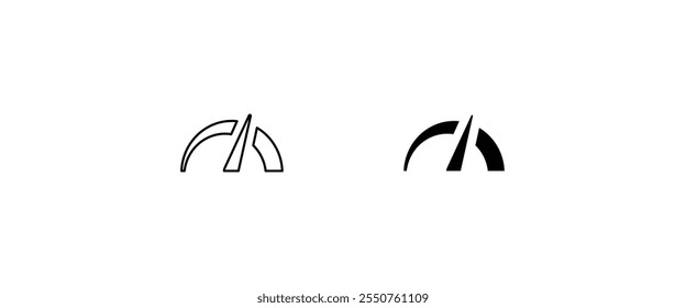 Velocímetro, ícone do tacômetro. Sinal indicador de velocidade. Desempenho Medição de velocidade, ícone de escala, vetor, sinal, símbolo, logotipo, ilustração, traçado editável, estilo de design plano isolado