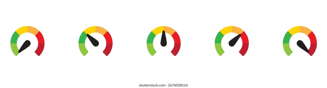 Speedometer, tachometer icon. Speed indicator sign. Internet car speed. Performance concept. Isolated speedometer symbols. EPS 10