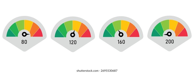 Velocímetro, ícone do tacômetro. Sinal indicador de velocidade. Ícone de medidor para controle de velocidade e medição. Ilustração do vetor do velocímetro