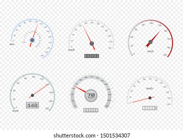 Speedometer and tachometer scales. Large collection. Vector illustration 
