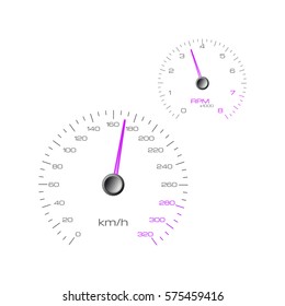 Speedometer and tachometer. Vector illustration.