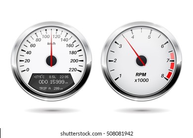 Speedometer, tachometer. Vector illustration isolated on white background