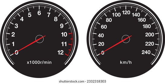 Vektorgrafik-Material für Geschwindigkeitsmesser und Tachometer