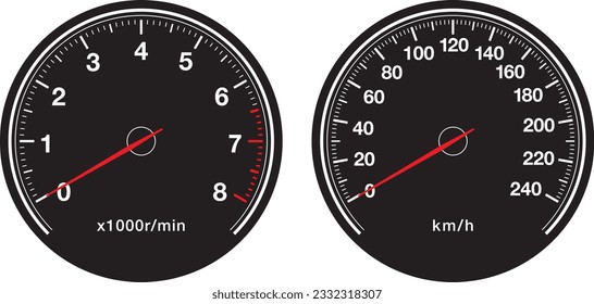 Vektorgrafik-Material für Geschwindigkeitsmesser und Tachometer