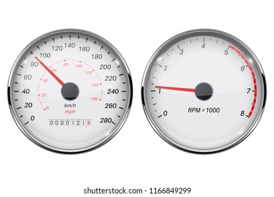 Realistic Speedometer Realistic Glossy Rounded Buttons Stock Vector ...