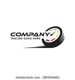 speedometer with tire logo design. racing speed illustration