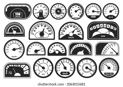 Speedometer vector black set icon. Vector illustration speed of car on white background . Black set icon speedometer.