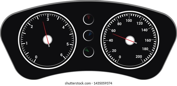 Speedometer vector car speed dashboard panel and speed-up power measurement design illustration set of speed-limit control technology with arrow or pointer isolated on white background