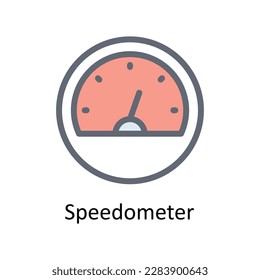 Iconos del contorno de relleno del vector del velocímetro. Material gráfico simple