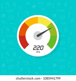 Speedometer vector icon isolated, flat simple time dial illustration indicating high speed