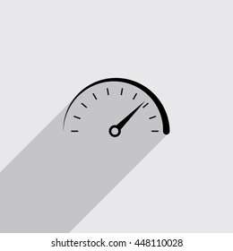 speedometer vector icon with long shadow