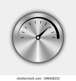 speedometer vector icon - round metallic button