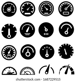 Speedometer vector icon set. speed illustration sign collection. tonometer symbol or logo.