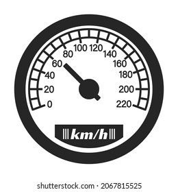 Icono vectorial del velocímetro.Icono vectorial negro aislado en el velocímetro de fondo blanco.