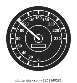 Speedometer, Vektorsymbol.Schwarz, Vektorsymbol einzeln auf weißem Hintergrund, Geschwindigkeit .