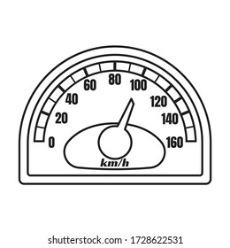 Icono vectorial del velocímetro.Icono vector de contorno aislado en el velocímetro de fondo blanco.