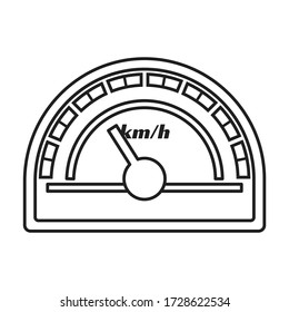 Icono vectorial del velocímetro.Icono vector de contorno aislado en el velocímetro de fondo blanco.