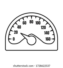 Speedometer vector icon.Outline vector icon isolated on white background speedometer .