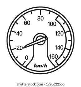 Speedometer vector icon.Outline vector icon isolated on white background speedometer .