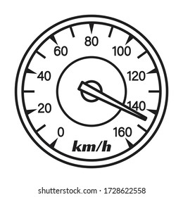 Icono vectorial del velocímetro.Icono vector de contorno aislado en el velocímetro de fondo blanco.