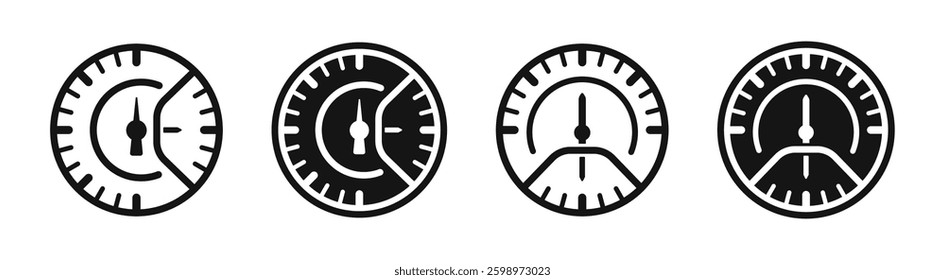 Speedometer vector icons. Speed measurement icon set. 