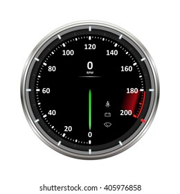 Speedometer vector illustration | Black speedometer icon isolated on white