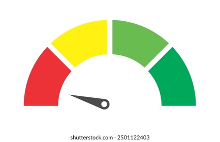 Speedometer vector, meter gauge icon, Green and red, low and high barometer, dashboard with arrows isolated on white background. Vector illustration