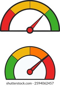 Speedometer vectors set, Speedometers collection, Colorful Speedometer icons set art  illustration