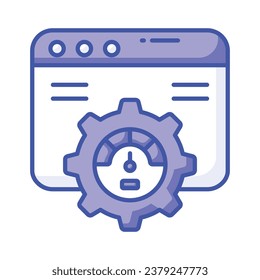 Speedometer with webpage, amazing icon of website performance
