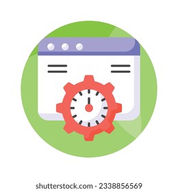 Speedometer with webpage denoting speed test vector design in trendy style