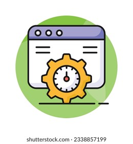 Speedometer with webpage denoting speed test vector design in trendy style