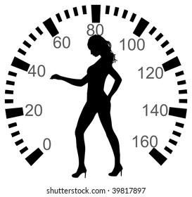 Speedómetro con mujer