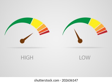 Speedometers With High And Low Download. Vector