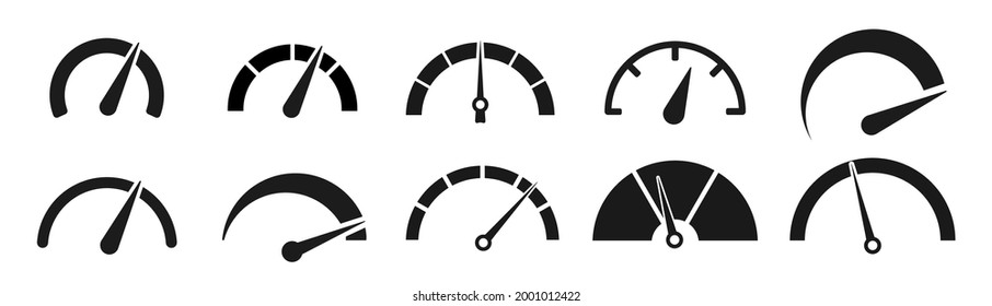 Geschwindigkeitsmesser setzen Symbole. Vektorgrafik