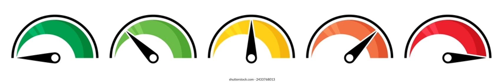Geschwindigkeitsmesser setzen Symbole. Vektorgrafik