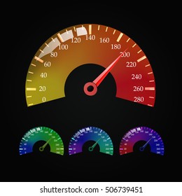 speedometers vector set on black background