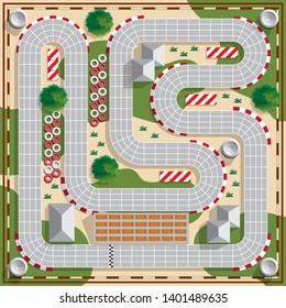 Speedway. Board game. View from above. Vector illustration.