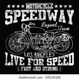 Speedway Motorcycle Los Angeles vector print and varsity. For t-shirt or other uses in vector.T shirt graphic