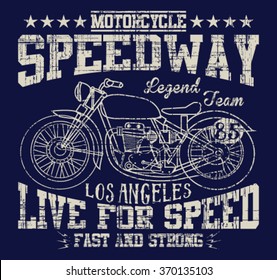 Speedway Motorcycle Los Angeles vector print and varsity. For t-shirt or other uses in vector.T shirt graphic