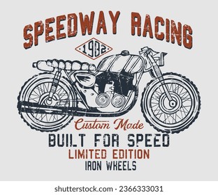 Speedway Racing Custom made Build for speed  Editable for graphic tee t shirt or sweatshirt - Vector	 