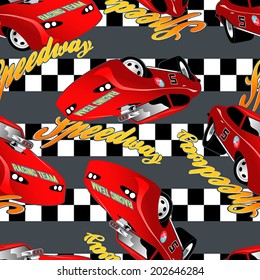 Speedway racing seamless pattern with checkered stripe.