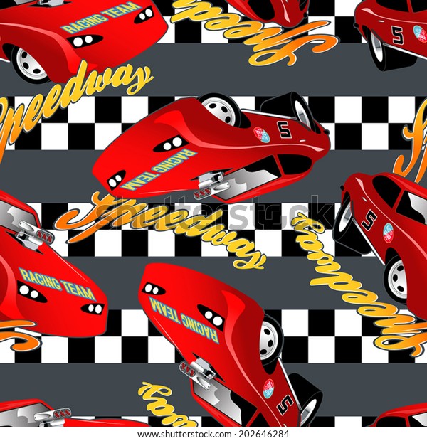 Speedway\
racing seamless pattern with checkered\
stripe.